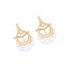 6.2 * 3.5cm Retro Imitation Pearl Alloy Bohemian Earrings For Women,golden,6.2 * 3.5cm view 2