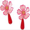 7 * 3.2cm Vintage Flower Metal Enamel Earrings For Women,purple,7 * 3.2cm view 2