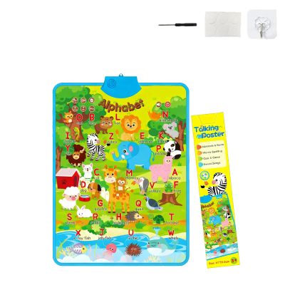 Talking Wall Chart for Kids  English & Spanish, Learning Poster with Songs, ABCs, Numbers, Animal Words Piano, Bilingual Toys with Interactive Touch Buttons for Toddlers 16 (Scene Alphabet)