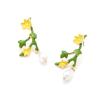 5 * 2.2cm Bohemian Alloy Enamel Flower Earrings For Women,green,5 * 2.2cm view 2