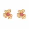 3.6 * 3.5cm Vintage Alloy Flower Inlaid Imitation Pearl Earrings,green,3.6 * 3.5cm view 2