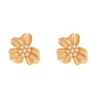 3.6 * 3.5cm Vintage Alloy Flower Inlaid Imitation Pearl Earrings,green,3.6 * 3.5cm view 3