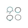 4pcs Bohemian Alloy Bead Turquoise Men'S And Women'S Retro Multi-Layer Bracelet,Turquoise,18cm view 1