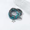 4pcs Bohemian Alloy Bead Turquoise Men'S And Women'S Retro Multi-Layer Bracelet,Turquoise,18cm view 2