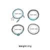 4pcs Bohemian Alloy Bead Turquoise Men'S And Women'S Retro Multi-Layer Bracelet,Turquoise,18cm view 4