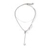 Vintage Layered Heart-Shaped Baroque Pearl Pendant Necklace,silvery,46.5+7cm view 1