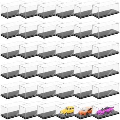 36 PCS Clear Model Cars Display Case,Toy Car Display Organizer Storage Case Fit for 1/64 Car Model,Clear Acrylic Display Box with Black Base for Hot Wheels Car(4.17 x 1.81 x 1.81 in)