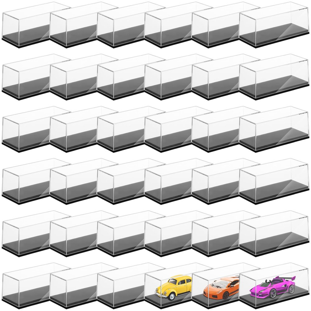 36 PCS Clear Model Cars Display Case,Toy Car Display Organizer Storage Case Fit for 1/64 Car Model,Clear Acrylic Display Box with Black Base for Hot Wheels Car(4.17 x 1.81 x 1.81 in)