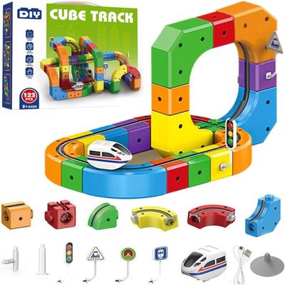 2026 New klick Rail Electric Train Set, 159 PCS Electric Train Set Flexible Race Track with 1 Cars, Gravity-Defying 3D Stem Learning Toy, Click Rail Train Track Set (Style 1 (51PCS))