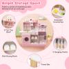 Costzon Kids Kitchen Playset, Toddler Wooden Pretend Play Set w/Coffee Maker, Ice Maker, Microwave, Washing Machine, Dish Rack, Stoves, Play Kitchen for Kids, Gift for Ages 3+ (High Shelves Pink) view 4