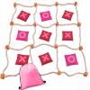 Capoda Outdoor Valentine's Day Game Giant Tic Tac Toe Game Jumbo Bean Bag Toss with 10 Pink and Red XO Bags 4x4ft Tic Tac Toe with Drawstring Storage Pouch for Couples Adults Backyard Party Family Fun view 1