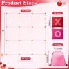 Capoda Outdoor Valentine's Day Game Giant Tic Tac Toe Game Jumbo Bean Bag Toss with 10 Pink and Red XO Bags 4x4ft Tic Tac Toe with Drawstring Storage Pouch for Couples Adults Backyard Party Family Fun view 2
