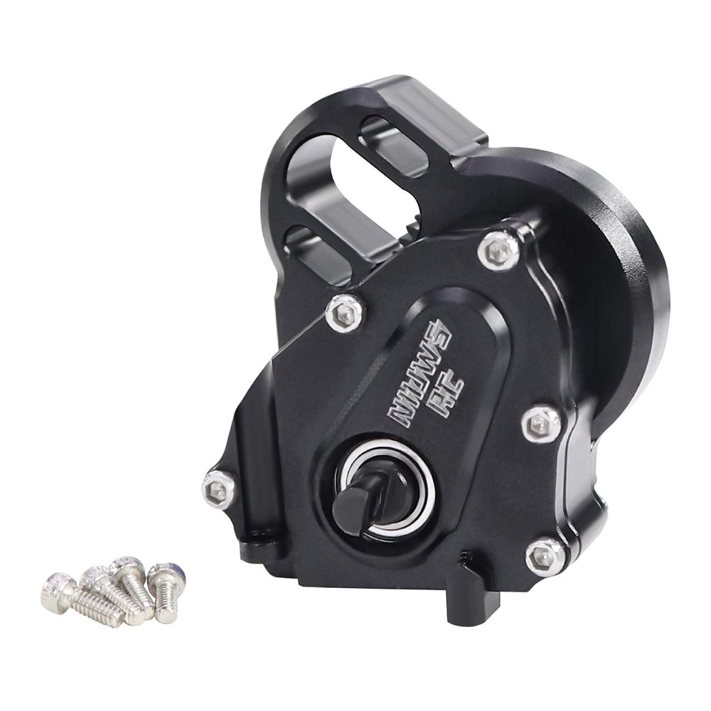 Aluminium 21% Overdriven Billet Transmission Gearbox for 1/24 RC Crawler Axial SCX24 Deadbolt C10 JLU Gladiator Bronco Upgrades (Black)