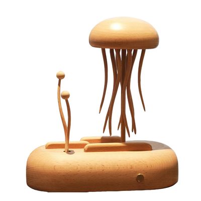 3D Wooden Animal Model, Steampunk Mechanical Dynamics Jellyfish Bionic Ocean Creature Model Set, Desktop Stress Relief Display Collectible Gift for Handcraft Lovers