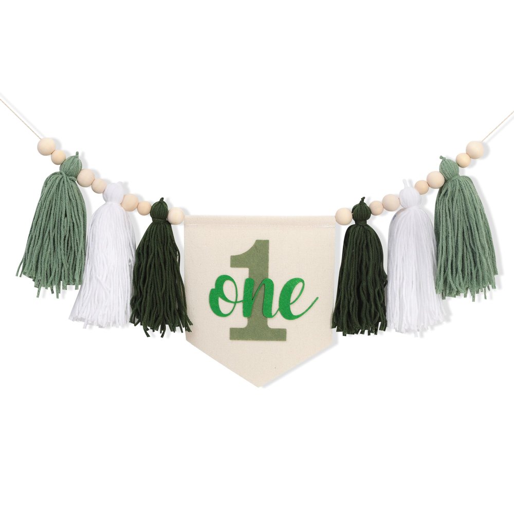 1st Boy High Chair Banner - Blush Pink 1st Girl High Chair Banner,Floral First birthday decor, Wildflower Photo prop,Royal Blue Orange Tassel,First Green Shades Tassel (Olive Green)