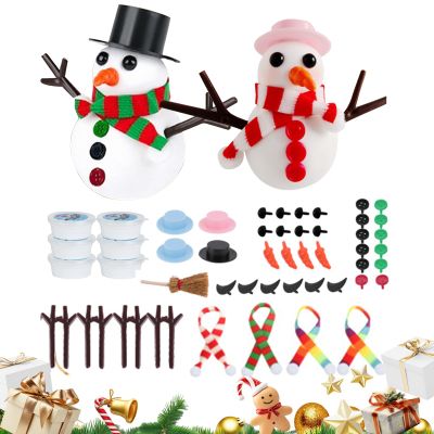 Build A Snow-Man Kit with Clay & cha-rms - 3/6 Pack Putty SLI-me Making Kit with Snow-Man Accessories, Christmas Stocking Fillers, Party Bag Fillers, Crafts for Kids