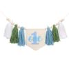 1st Boy High Chair Banner - Blush Pink 1st Girl High Chair Banner,Floral First birthday decor, Wildflower Photo prop,Royal Blue Orange Tassel,First Green Shades Tassel (Sky Blue) view 1