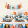 1st Boy High Chair Banner - Blush Pink 1st Girl High Chair Banner,Floral First birthday decor, Wildflower Photo prop,Royal Blue Orange Tassel,First Green Shades Tassel (Orange Blue) view 3