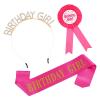 3Pcs Girl Rhinestones Birthday Headband With Shoulder Strap Decorative Pin For Birthday Supplies And Party Decoration Party Accessories view 1