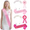 3Pcs Girl Rhinestones Birthday Headband With Shoulder Strap Decorative Pin For Birthday Supplies And Party Decoration Party Accessories view 2
