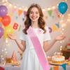 3Pcs Girl Rhinestones Birthday Headband With Shoulder Strap Decorative Pin For Birthday Supplies And Party Decoration Party Accessories view 3