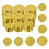 HEARTOOL Plastic Toy Coin, Pattern Gaming Play Coins Set in Mesh Bag Perfect for Entertainment Activities, Tabletop Games (Gold,100Pcs) view 1