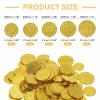 HEARTOOL Plastic Toy Coin, Pattern Gaming Play Coins Set in Mesh Bag Perfect for Entertainment Activities, Tabletop Games (Gold,100Pcs) view 2