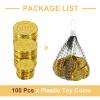 HEARTOOL Plastic Toy Coin, Pattern Gaming Play Coins Set in Mesh Bag Perfect for Entertainment Activities, Tabletop Games (Gold,100Pcs) view 3