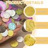 HEARTOOL Plastic Toy Coin, Pattern Gaming Play Coins Set in Mesh Bag Perfect for Entertainment Activities, Tabletop Games (Gold,100Pcs) view 4