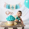 1st Boy High Chair Banner - Blush Pink 1st Girl High Chair Banner,Floral First birthday decor, Wildflower Photo prop,Royal Blue Orange Tassel,First Green Shades Tassel (Mint Green) view 3