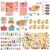 180 Pcs Dollhouse Furniture Miniature Kitchen Accessories Mini Shopping Cart Metal Trolley Basket Food Drink Toy Supermarket Store Grocery Shelves Cash Register Fridge Scale Pretend Play Game Party view 1