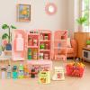 180 Pcs Dollhouse Furniture Miniature Kitchen Accessories Mini Shopping Cart Metal Trolley Basket Food Drink Toy Supermarket Store Grocery Shelves Cash Register Fridge Scale Pretend Play Game Party view 3