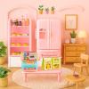 180 Pcs Dollhouse Furniture Miniature Kitchen Accessories Mini Shopping Cart Metal Trolley Basket Food Drink Toy Supermarket Store Grocery Shelves Cash Register Fridge Scale Pretend Play Game Party view 4