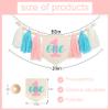 1st Boy High Chair Banner - Blush Pink 1st Girl High Chair Banner,Floral First birthday decor, Wildflower Photo prop,Royal Blue Orange Tassel,First Green Shades Tassel (Blue Pink) view 2