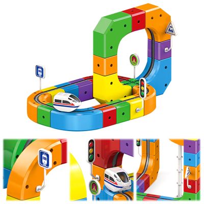 Electric Magnetic Train Track Set, Building Toy Train Track, Train Toy Set for Boys and Girls Aged 3 4 5 6 7 8 9 10 Years Old Birthday
