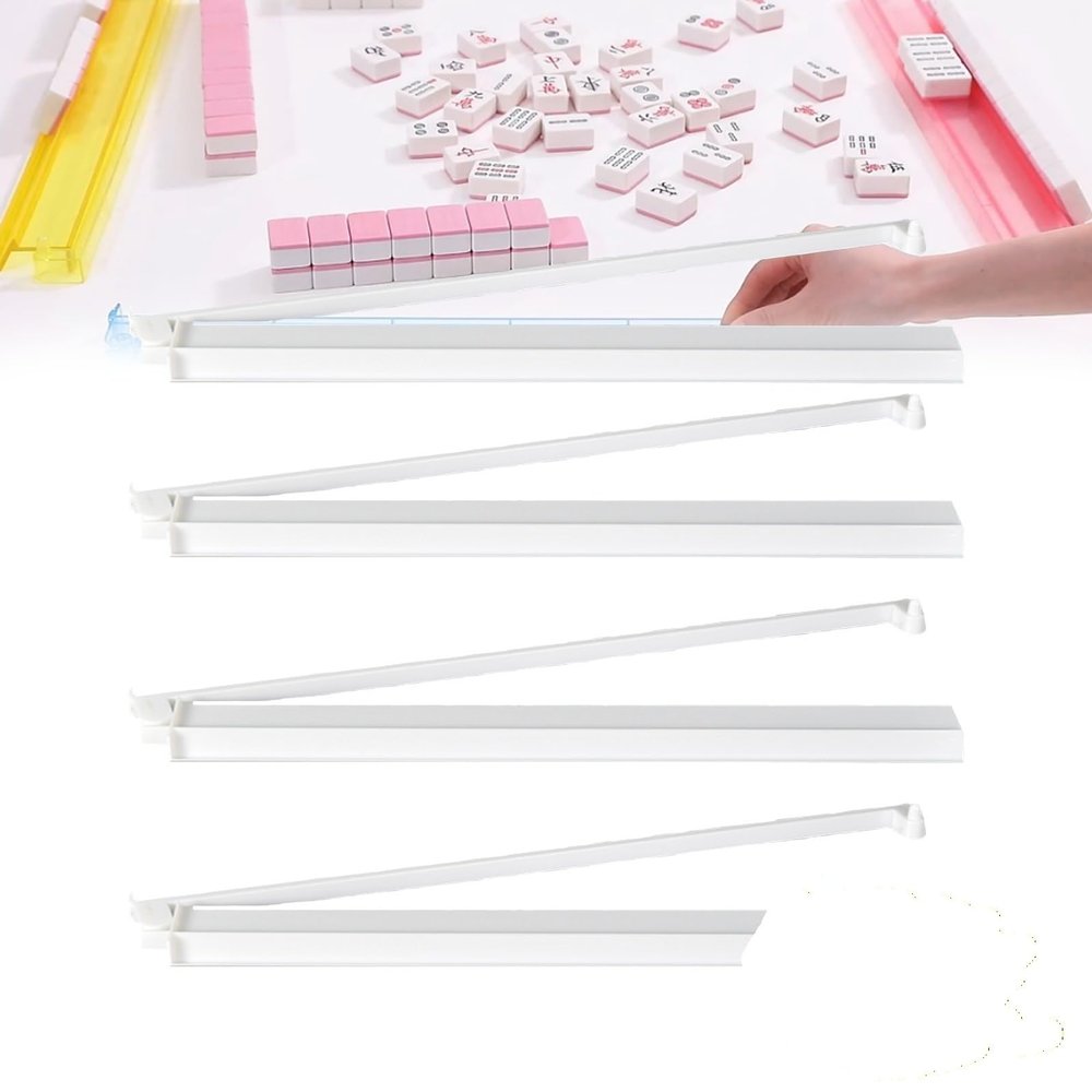 BaoBaJiu Mahjong Set with Push Rod - 4-Piece Acrylic Glitter Set - Mahjong Accessories, Suitable for Family Gatherings.(White)