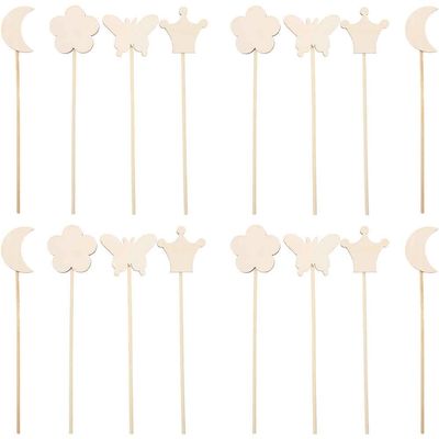 16Pcs Pack of unpainted Wooden Fairy Wands, Smooth, Creative Craft Party Props, Girl Gifts, Halloween Birthday Wooden Fairy Wands