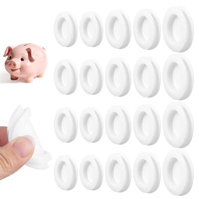 20 PCS Silicone Piggy Bank Stopper Hole Cover, 5 Sizes Piggy Bank Stoppers Rubber Plugs Round Rubber Saving Box Plug Replacement for Coin Jar Coin Banks, Suitable for 26/30/32/38mm Hole (White)