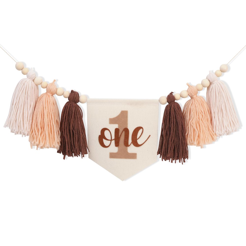 1st Boy High Chair Banner - Blush Pink 1st Girl High Chair Banner,Floral First birthday decor, Wildflower Photo prop,Royal Blue Orange Tassel,First Green Shades Tassel (Brown Garland)