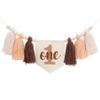 1st Boy High Chair Banner - Blush Pink 1st Girl High Chair Banner,Floral First birthday decor, Wildflower Photo prop,Royal Blue Orange Tassel,First Green Shades Tassel (Brown Garland) view 1