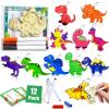 12 Pack Dinosaur Party Favors, Wooden Painting Kit Art and Crafts for Kids Dino Painting Toys Birthday Party Rerturn Gifts Goodie Bag Filler Pinata Stuffer Classroom Prizes Wood Keychain Paintable Kit view 1