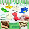 12 Pack Dinosaur Party Favors, Wooden Painting Kit Art and Crafts for Kids Dino Painting Toys Birthday Party Rerturn Gifts Goodie Bag Filler Pinata Stuffer Classroom Prizes Wood Keychain Paintable Kit view 4