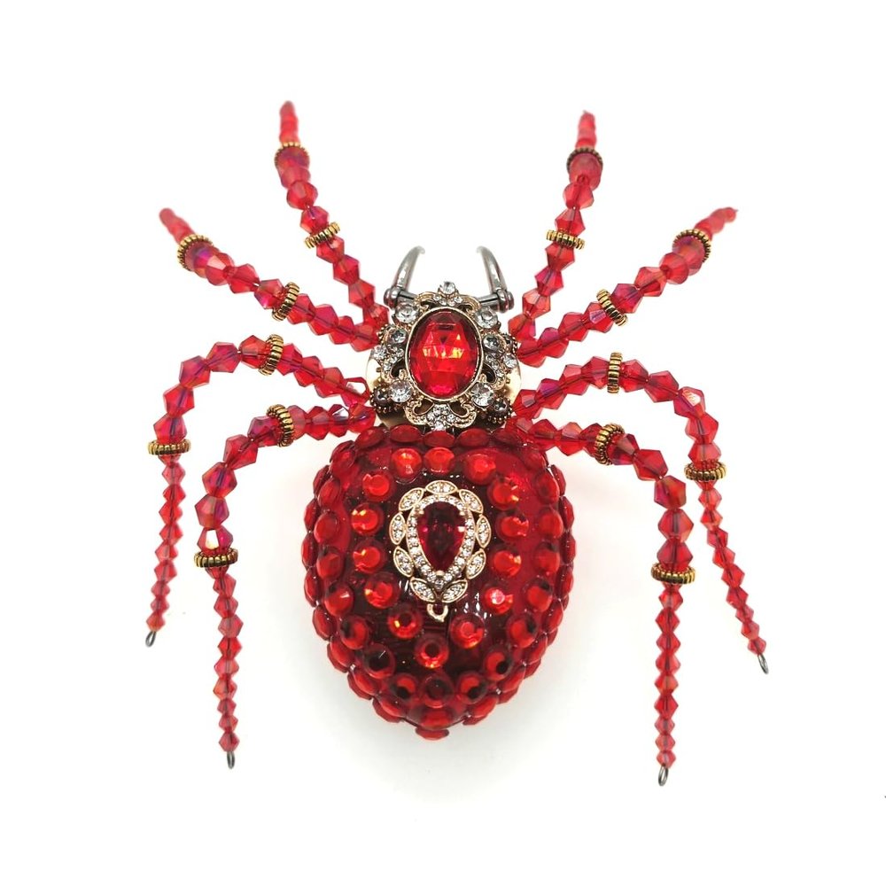 3D Metal Puzzle Insect Model Kit, 260PCS 3D Cyberpunk DIY Mechanical Crystal Red Spider Music Box Building Kit, Unique Desk Creative Art Decorations Gift for Adults
