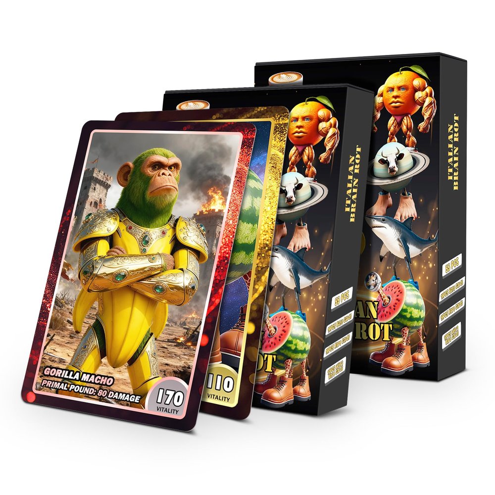 2Pack-Italian Brainrot Cards,Funny Brainrot Cards Rot Collection,Brainrot-Gifts,Featuring Characters Like Tralalero Tralala &Ballerina Cappuccina,Famous Fantasy Bizzare Animals Fun Illustrations-55pcs