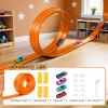 15Ft Flexible Race Car Track for Kids with Suction Cups Compatible with Hot Wheels and Diecast 1/64th Cars for Ages 3 & Up Blue Gray Orange Red Classic Long Rolls Up Portable Racetrack (Orange) view 3