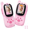 Eveedo Video walkie talkies for Kids,2 Pack Rechargeable Kids Walkie Talkies can Send Messages,Christmas Birthday Gifts for Kid Age 3-12,Portable Toddler Toy for 4 5 6 7 8 9 Year Old Girls Boys Pink view 1