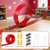 15Ft Flexible Race Car Track for Kids with Suction Cups Compatible with Hot Wheels and Diecast 1/64th Cars for Ages 3 & Up Blue Gray Orange Red Classic Long Rolls Up Portable Racetrack (Red) view 3