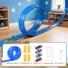 15Ft Flexible Race Car Track for Kids with Suction Cups Compatible with Hot Wheels and Diecast 1/64th Cars for Ages 3 & Up Blue Gray Orange Red Classic Long Rolls Up Portable Racetrack (Blue) view 3