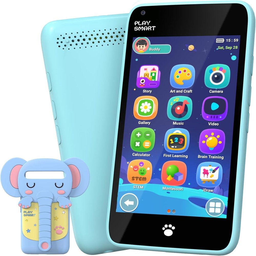 MOMILLA Kids Toys Phone with 3.97" Touchscreen, Toddler Toys Phone with Music Player Puzzle Games 16 GB Storage Kids Smart Phone for 3-8 Year Old, Christmas Birthday Gifts (Front Camera Only)