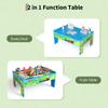 80 Pieces Wooden Kids Activity Playset with Tracks, 2-in-1 Train Table & Study Desk, Railway, Train & City Accessories, Gift for Toddler Boys Girls Ages 3+ view 2